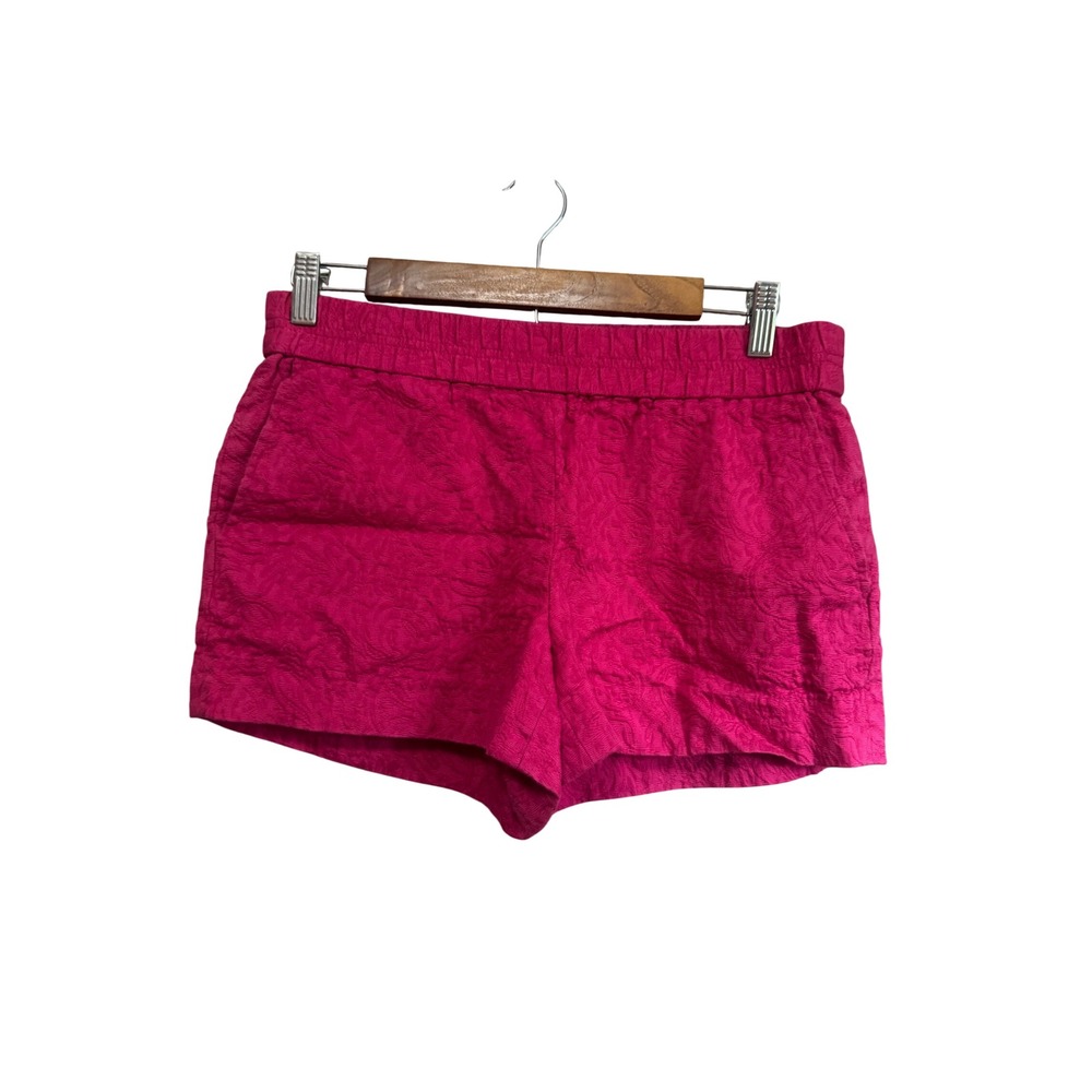 J.Crew Jacquard‎ Shorts Womens 6 Pink Excellent Floral Textured Elastic Waist